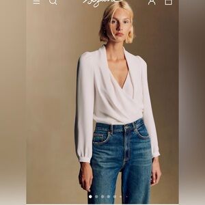 Sezane Abelia Blouse in Ecru White Size EU 42 US 10 XL